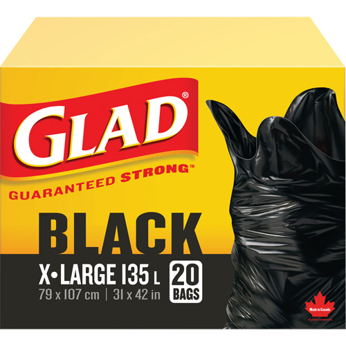 Sacs &agrave; ordures 135 L, R&eacute;gulier, 31" la x 42" lo, Noir Nassau Supply