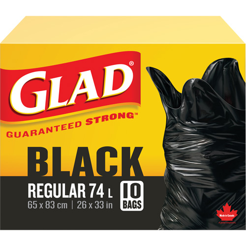 Sacs &agrave; ordures 74 L, R&eacute;gulier, 26" la x 33" lo, Noir Nassau Supply