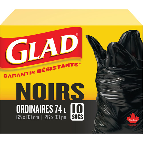 Sacs &agrave; ordures 74 L, R&eacute;gulier, 26" la x 33" lo, Noir Nassau Supply