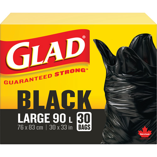 90L Garbage Bags, Regular, 30" W x 33" L, Black Nassau Supply