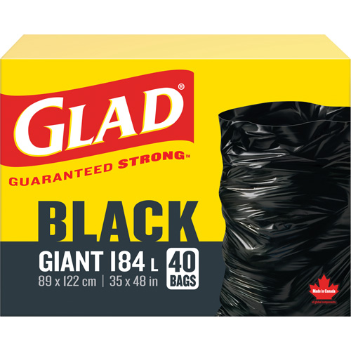 184L Garbage Bags, Regular, 35" W x 48" L, Black Nassau Supply