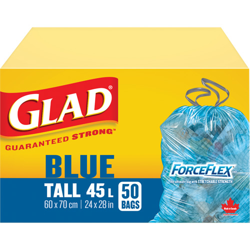 45L Recycling Bags, Regular, 24" W x 28" L, Blue Nassau Supply