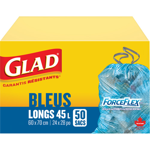 45L Recycling Bags, Regular, 24" W x 28" L, Blue Nassau Supply