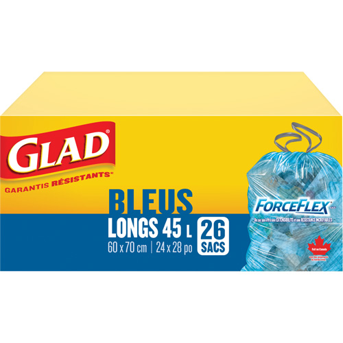 Sacs de recyclage 45 L, R&eacute;gulier, 24" la x 28" lo, Bleu Nassau Supply