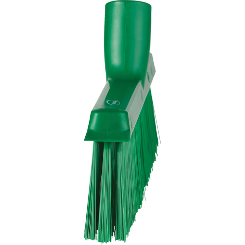 Dustpan Broom with Angled Thread, Medium Bristles, 10", Polyester, Green Nassau Supply