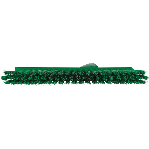 Dustpan Broom with Angled Thread, Medium Bristles, 10", Polyester, Green Nassau Supply