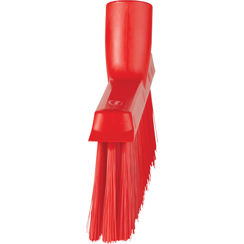 Dustpan Broom with Angled Thread, Medium Bristles, 10", Polyester, Red Nassau Supply