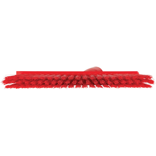 Dustpan Broom with Angled Thread, Medium Bristles, 10", Polyester, Red Nassau Supply