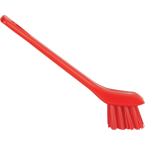 Brosse avec rebord grattoir, Soies Ferme, Longueur de 6", Rouge Nassau Supply