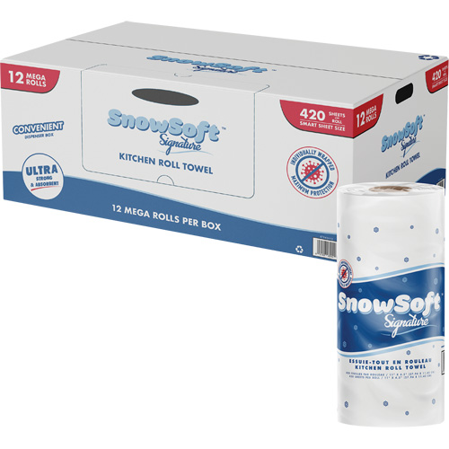 Rouleau dessuie-tout de cuisine Signature de Snow Soft, 2 Pli, 420 Feuilles/rouleau, 4,5" la, 11" lo Nassau Supply