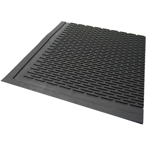 Tapis dext&eacute;rieur, Caoutchouc, Grattoir Type, Motif Plein, 3' x 5', Noir Nassau Supply
