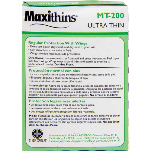 Serviettes Maxi Maxithins ultra minces avec ailes Nassau Supply