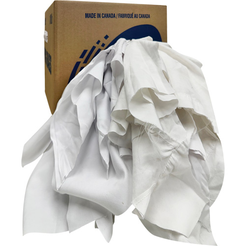 Chiffons recycl&eacute;s, Coton, Blanc, 10 lb Nassau Supply