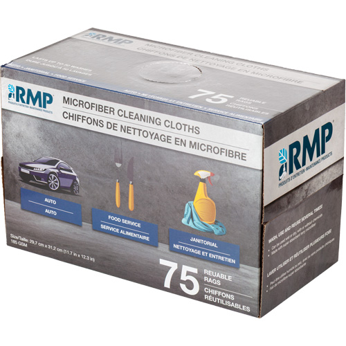 Washable Cleaning Cloths, Microfibre, White Nassau Supply