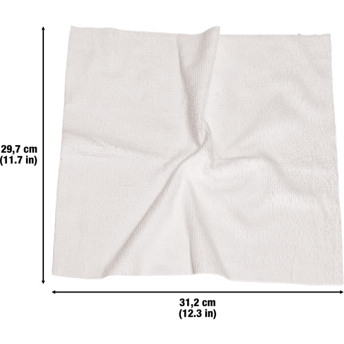 Washable Cleaning Cloths, Microfibre, White Nassau Supply