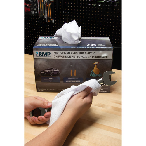 Washable Cleaning Cloths, Microfibre, White Nassau Supply