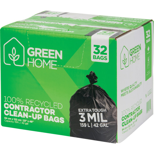 Sacs &agrave; ordures Green Home, Fort, 33" la x 48" lo, 3 mils, Noir, Capacit&eacute; 159 L (42 gal.) Nassau Supply