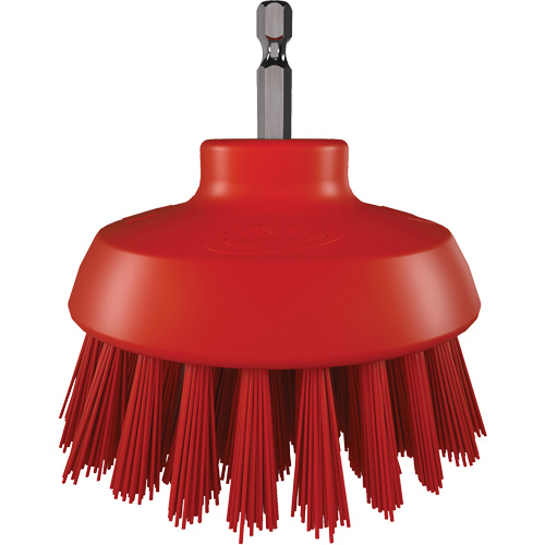 Brosse ronde HyDrive pour perceuse, Soies Tr&egrave;s ferme, Longueur de 3-1/10", Rouge Nassau Supply