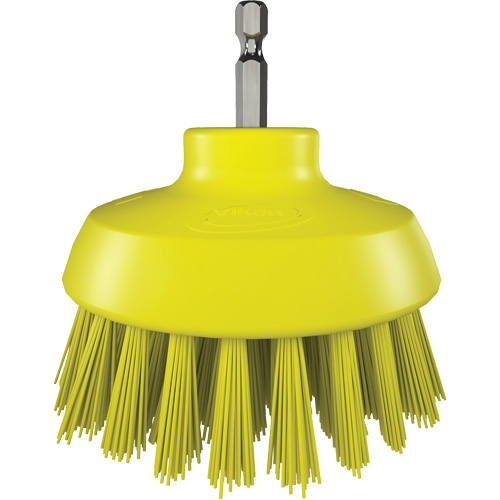 Brosse ronde HyDrive pour perceuse, Soies Tr&egrave;s ferme, Longueur de 3-1/10", Jaune Nassau Supply
