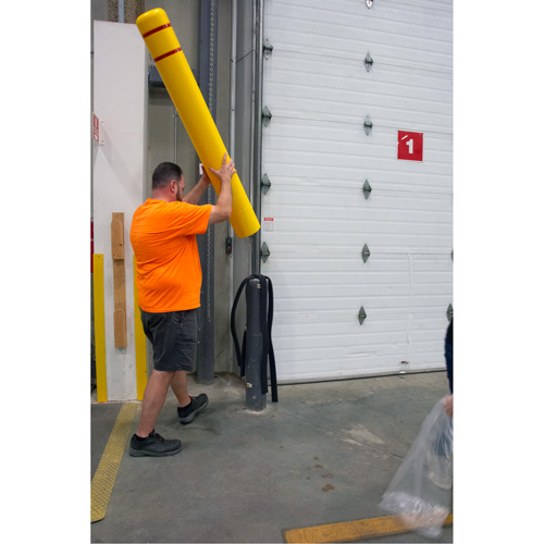 Polyethylene Bollard Cover, 6-5/8" Dia. x 52" L, Red/Yellow Nassau Supply