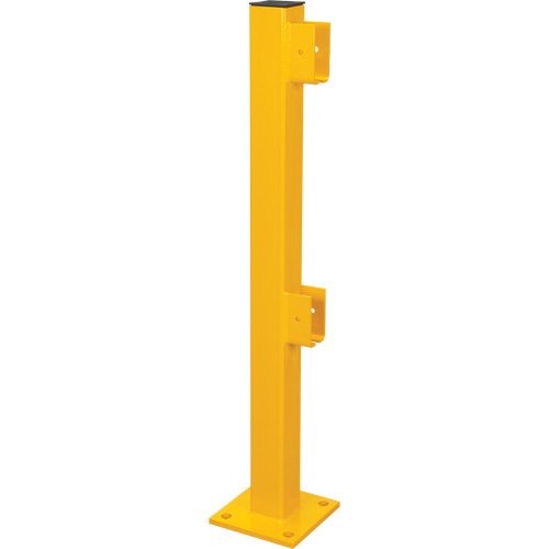 End Post for Light-Duty Guard Rails, Steel, 42" H, Safety Yellow Nassau Supply