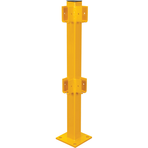 Poteau de coin pour garde-corps l&eacute;gers, Acier, 42" h, Jaune s&eacute;curit&eacute; OSHA Nassau Supply
