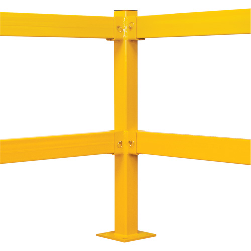 Poteau de coin pour garde-corps l&eacute;gers, Acier, 42" h, Jaune s&eacute;curit&eacute; OSHA Nassau Supply