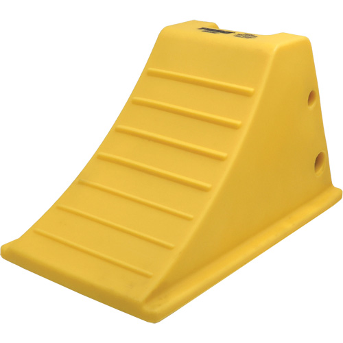 75 Ton Large Equipment Wheel Chock with Aluminum Cleats, Urethane, Yellow Nassau Supply