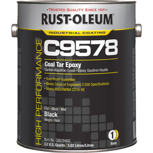 Composant de base pour rev&ecirc;tement &eacute;poxydique &agrave; base de goudron de houille et &agrave; haute teneur en solides du syst&egrave;me C9578, Noir, Gallon Nassau Supply
