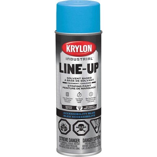 Industrial LINE-UP Solvent-Based Pavement Striping Aerosol Paint, Blue, 18 oz., Aerosol Can Nassau Supply