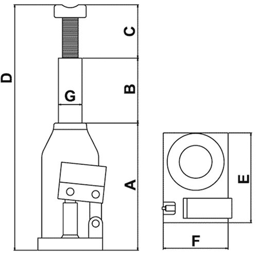 Cric-bouteille, 20 tonnes, 11" Hauteur &eacute;lev&eacute;e Nassau Supply