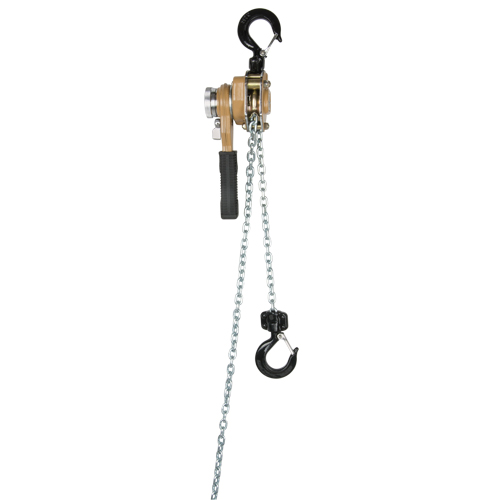 Heavy Duty Gold Series Lever Chain Hoist, 10' Lift, 500 lbs. (0.25 tons) Capacity, Alloy Steel Chain Nassau Supply