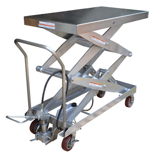 Pneumatic Hydraulic Scissor Lift Table, Stainless Steel, 47-1/4" L x 24" W, 1500 lbs. Cap. Nassau Supply