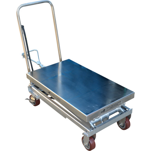 Pneumatic Hydraulic Scissor Lift Table, Stainless Steel, 35-1/2" L x 20" W, 800 lbs. Cap. Nassau Supply