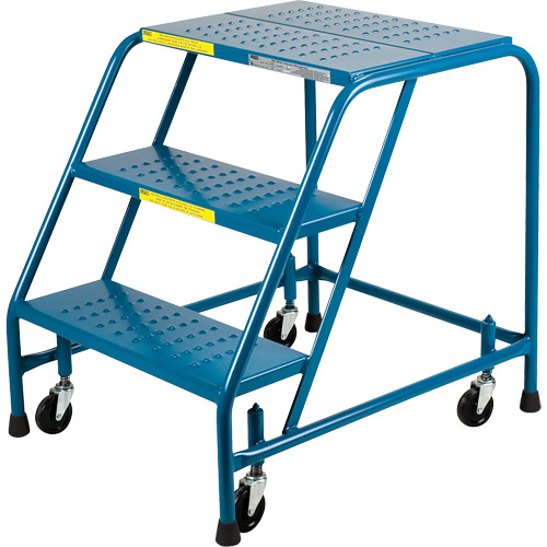Escabeau roulant certifi&eacute; par la CSA, 3 marches, Largeur de la marche 22", Hauteur de la plateforme 28", Acier Nassau Supply