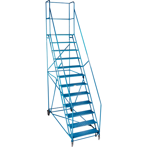 CSA-Certified Rolling Step Ladder with Locking Step, 12 Steps, 30" Step Width, 109" Platform Height, Steel Nassau Supply
