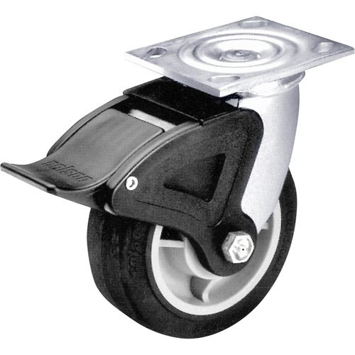 Total Locking Caster, Swivel with Brake, 6" (152.4 mm), Rubber, 600 lbs. (272 kg.) Nassau Supply