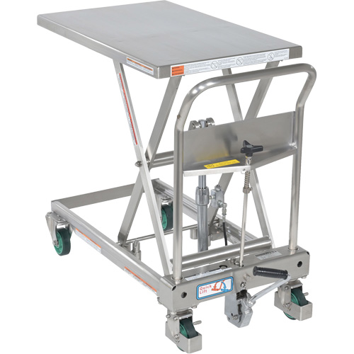 Hydraulic Scissor Lift Table, 31-1/2" L x 19-1/2" W, Stainless Steel, 550 lbs. Capacity Nassau Supply