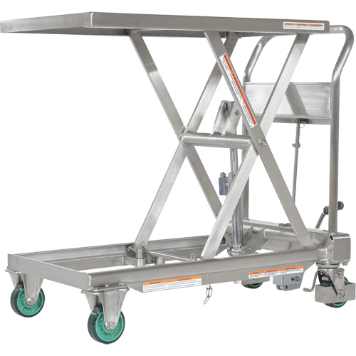 Hydraulic Scissor Lift Table, 31-1/2" L x 19-1/2" W, Stainless Steel, 550 lbs. Capacity Nassau Supply