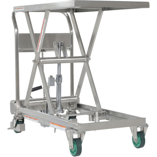 Hydraulic Scissor Lift Table, 31-1/2" L x 19-1/2" W, Stainless Steel, 550 lbs. Capacity Nassau Supply