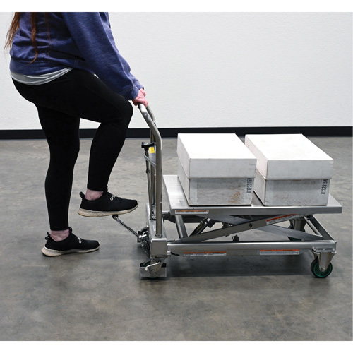 Hydraulic Scissor Lift Table, 31-1/2" L x 19-1/2" W, Stainless Steel, 550 lbs. Capacity Nassau Supply