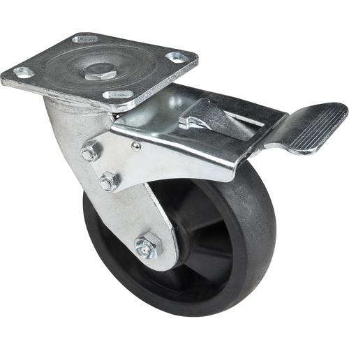 Hi-Temp Caster, Swivel with Brake, 6" (152.4 mm), Nylon, 880 lbs. (399 kg.) Nassau Supply