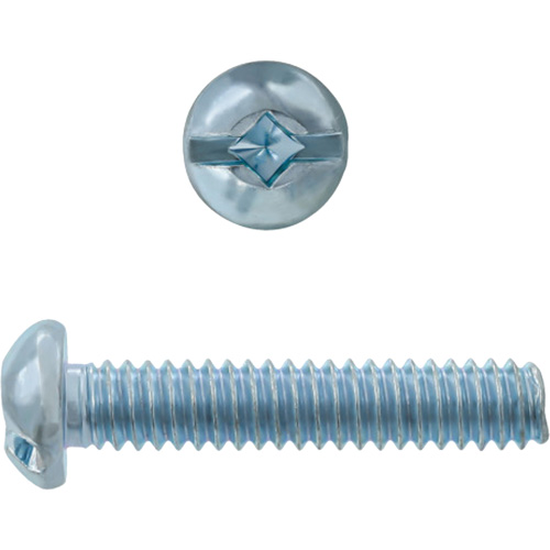 Round Square/Slot HD Machine Screws, #6 x 3" L, Zinc Plated Nassau Supply
