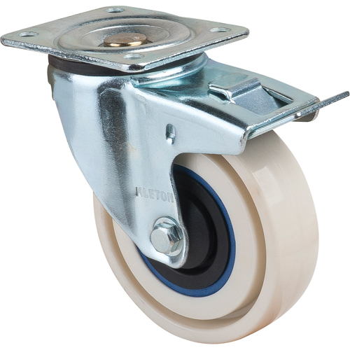 Roulettes sandwich, Pivotant avec frein, 4" (101,6 mm), Nylon, 440 lb (199,58 kg) Nassau Supply