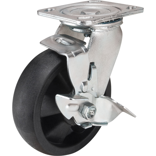 Roulettes haute temp&eacute;rature, Pivotant avec frein, 6" (152,4 mm), Nylon, 880 lb (399 kg) Nassau Supply