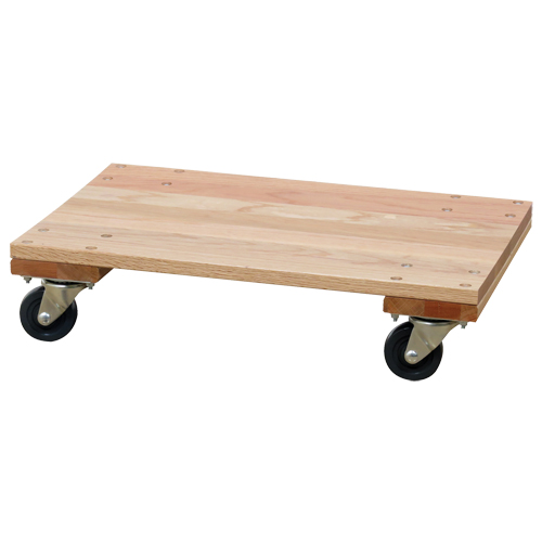 Solid Platform Wood Dolly, Rubber Wheels, 900 lbs. Capacity, 16" W x 24" D x 6" H Nassau Supply