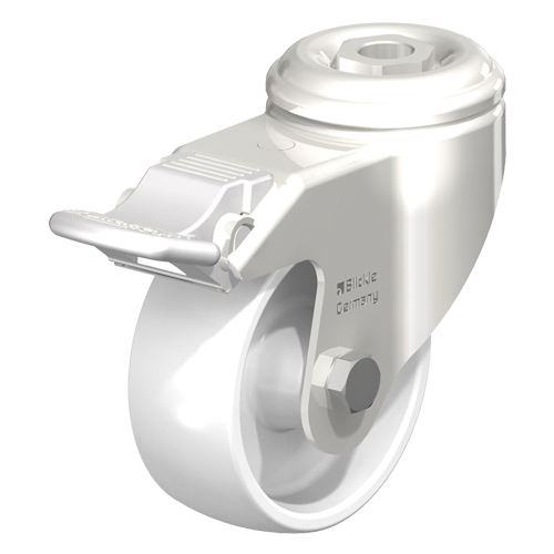Roulette en nylon acier inoxydable, Pivotant avec frein, Diam&egrave;tre 4" (102 mm), Capacit&eacute; 265 lb (120 kg) Nassau Supply