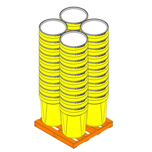 Baril emboîtable en poly&eacute;thyl&egrave;ne, 30 gal. US (25 gal. imp.), Dessus ouvert, Jaune Nassau Supply
