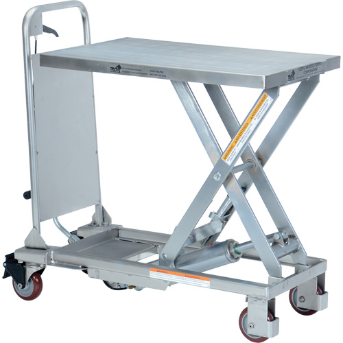 Manual Hydraulic Scissor Lift Table, 27-1/2" L x 17-5/8" W, Partial Stainless Steel, 400 lbs. Capacity Nassau Supply
