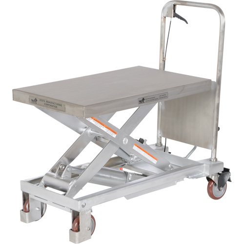 Manual Hydraulic Scissor Lift Table, 32-1/2" L x 19-1/2 W, Partial Stainless Steel, 1000 lbs. Capacity Nassau Supply